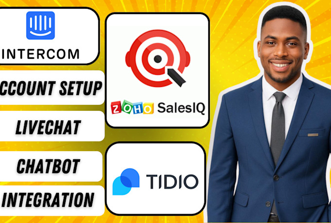 install intercom chatbots, zoho chatbot in sales iq and  tidio live chat